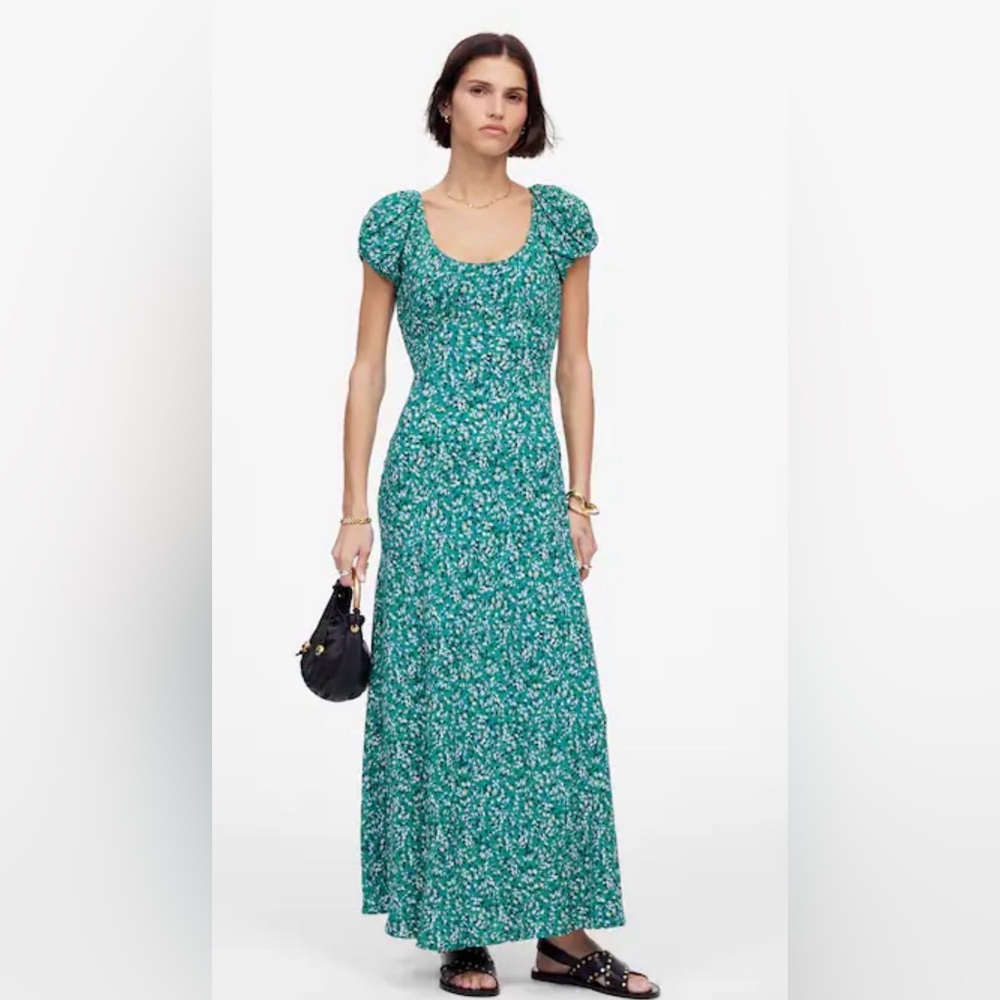 Madewell Scoop Neck Green Midi Dress